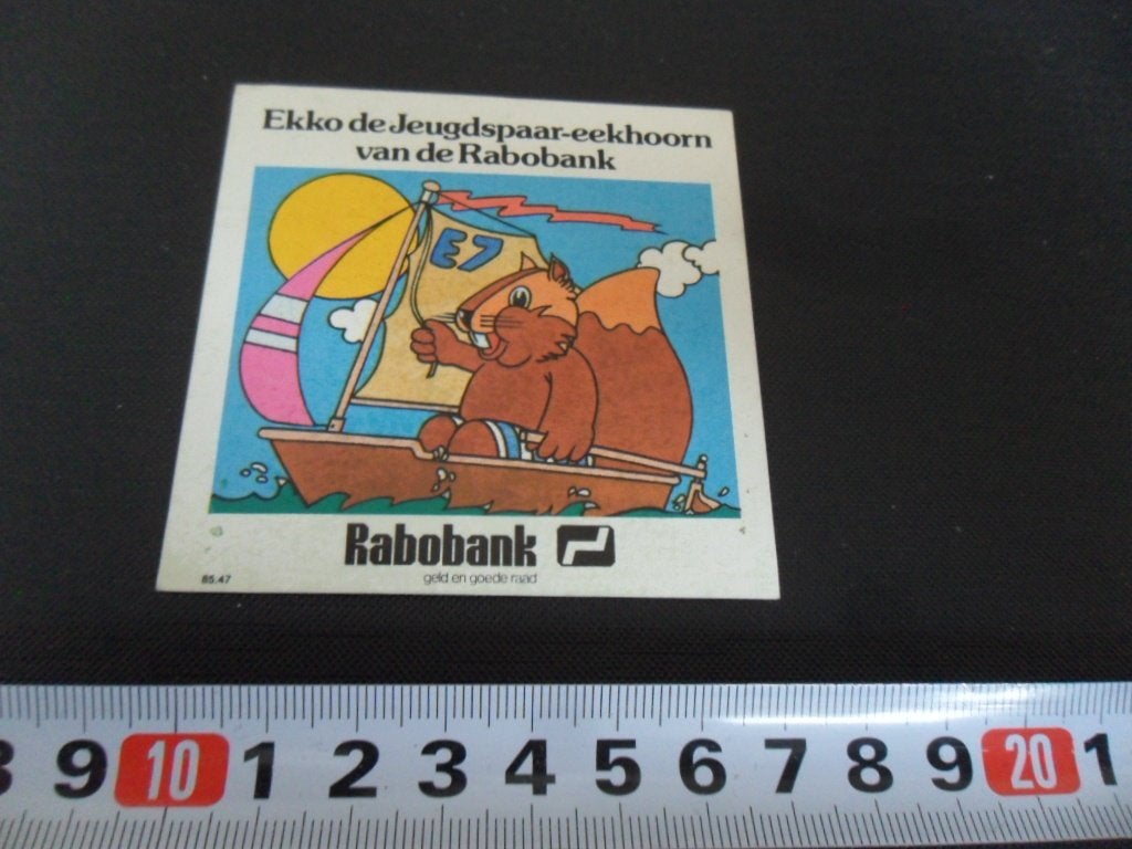 sticker RABOBANK Ekko de Jeugdspaar eekhoorn  BUS396, Verzamelen, Ophalen of Verzenden, Zo goed als nieuw
