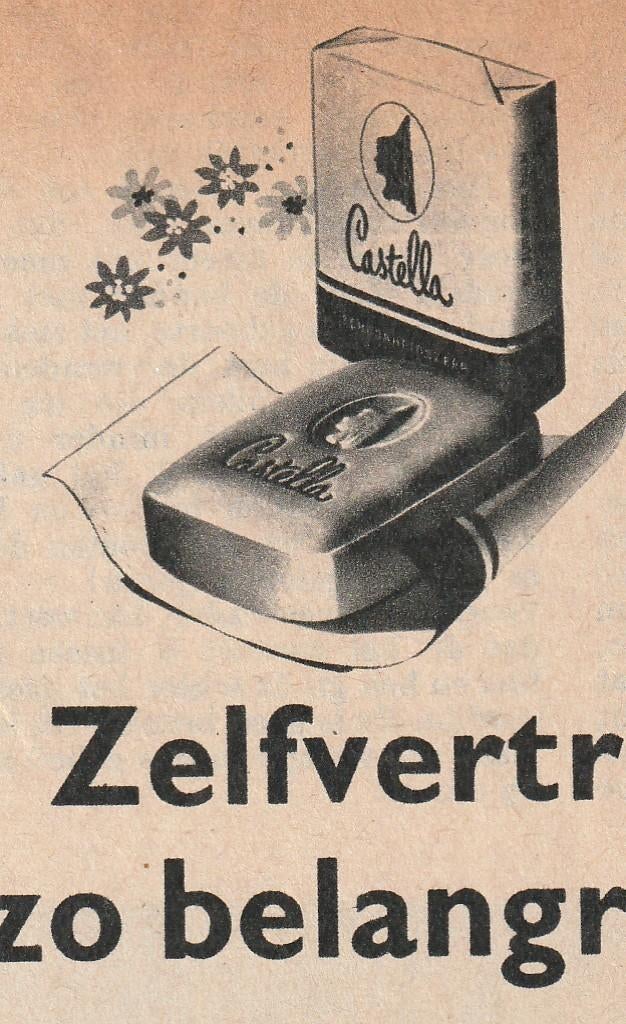 Retro reclame 1955 Castella Nijmegen heb zelfvertrouwen, Verzamelen, Retro, Verzenden, Overige typen