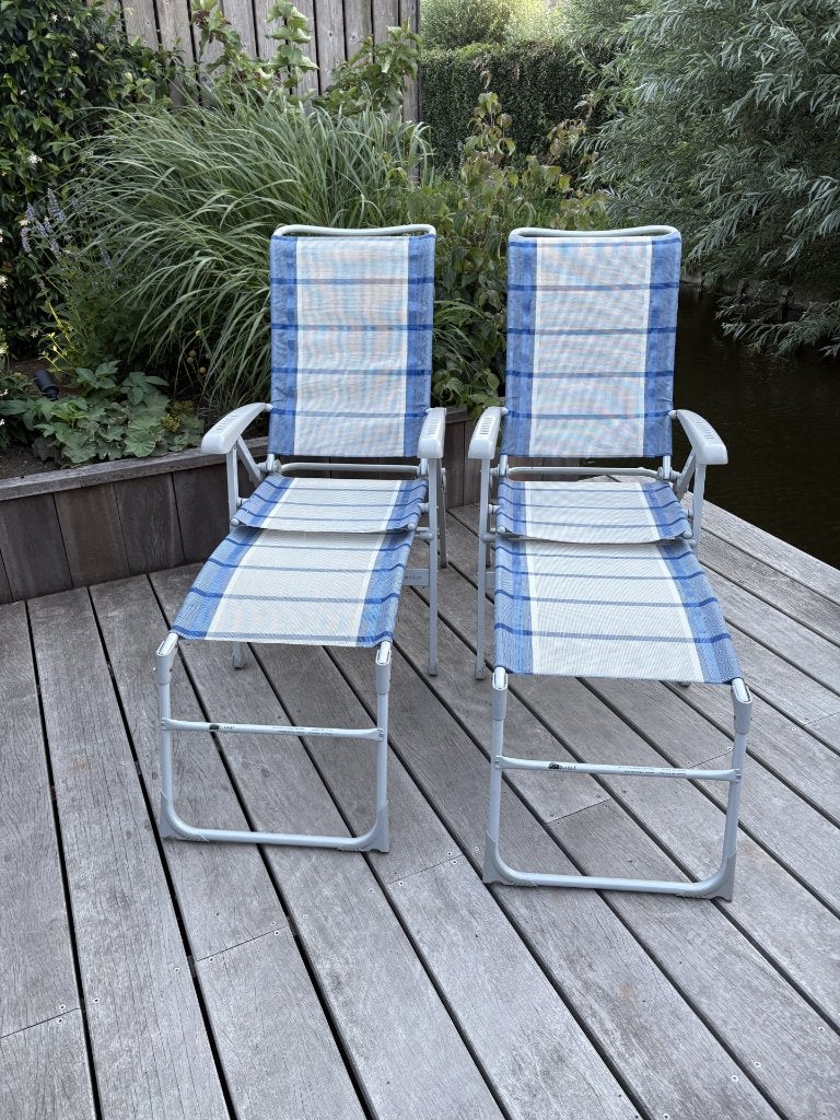 Dukdalf stoelen - topkwaliteit, nauwelijks gebruikt, Ophalen, Zo goed als nieuw, Aluminium, Verstelbaar