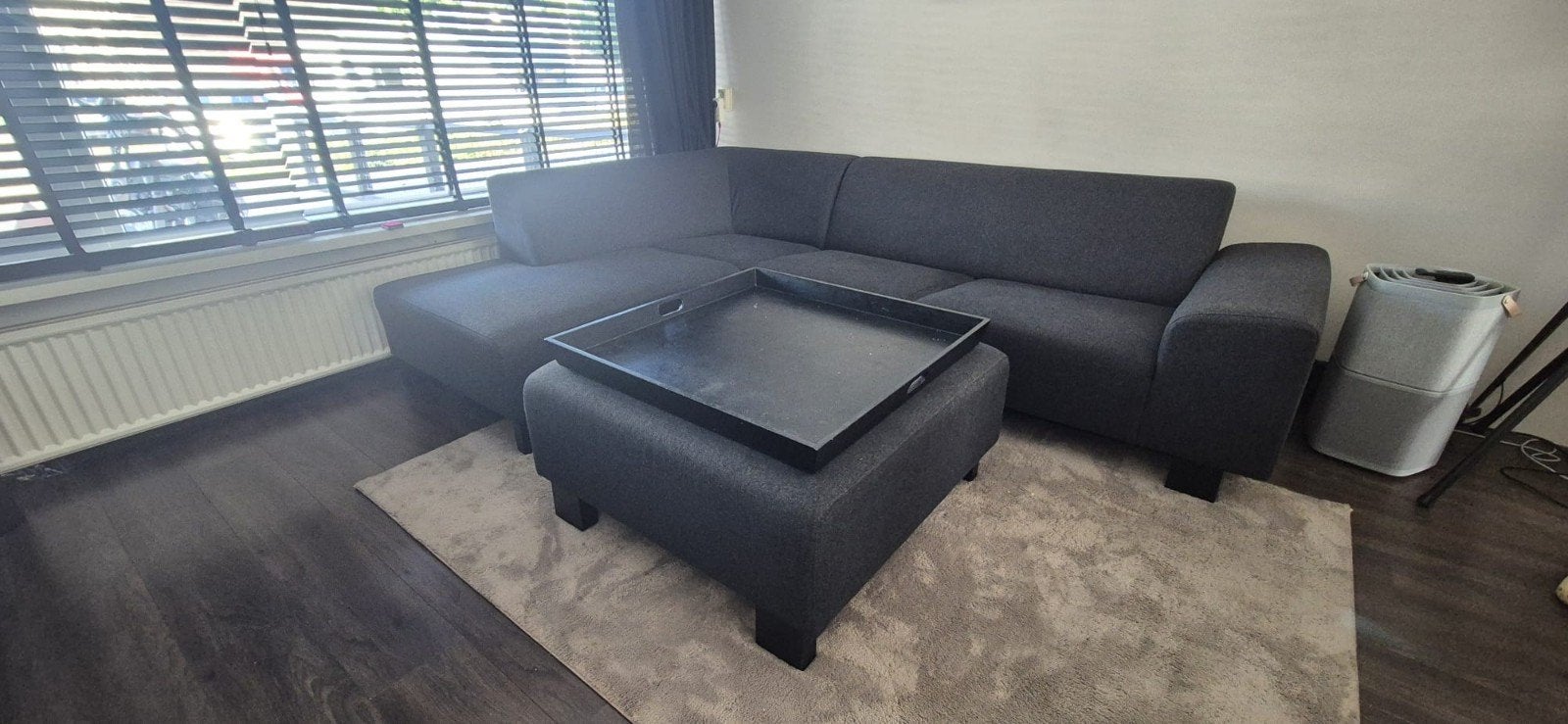 Loungebank Pronto Meubel met poef - Donkergrijs, 250 tot 300 cm, Gebruikt, 100 tot 125 cm, Hoekbank