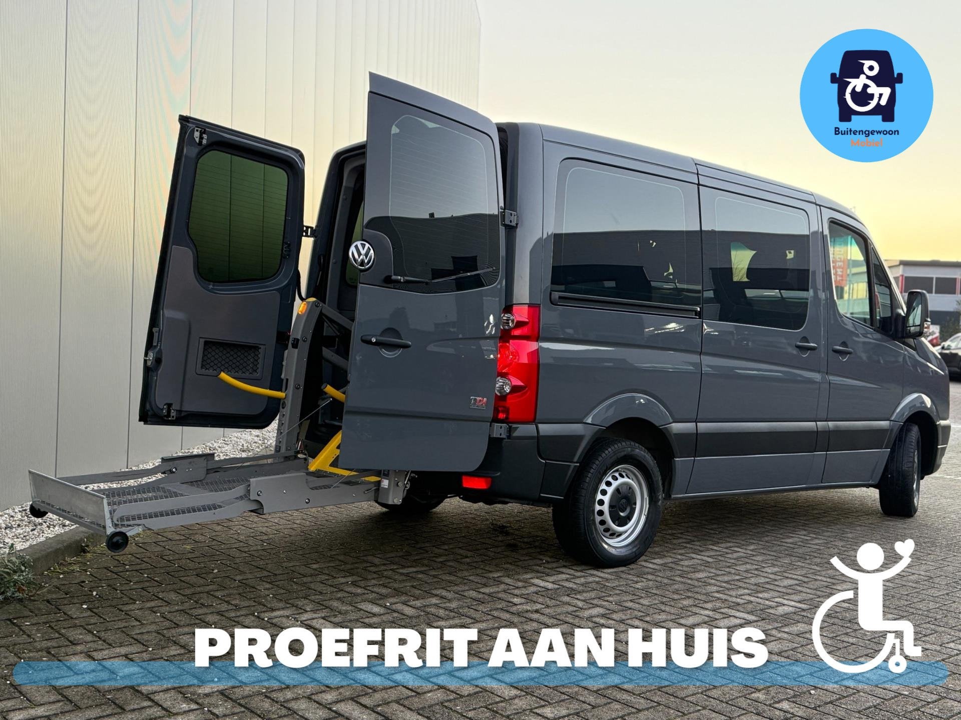 Volkswagen Crafter Rolstoelbus 6 Persoons (Airco) Laag tarie, Gebruikt, Zwart, Volkswagen, 163 pk