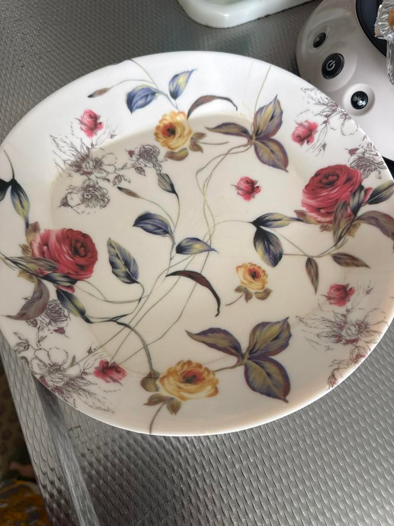 Osaka Melamine Borden met Bloemmotief - Set van 4, Overige materialen, Gebruikt, Ophalen of Verzenden, Bord(en)
