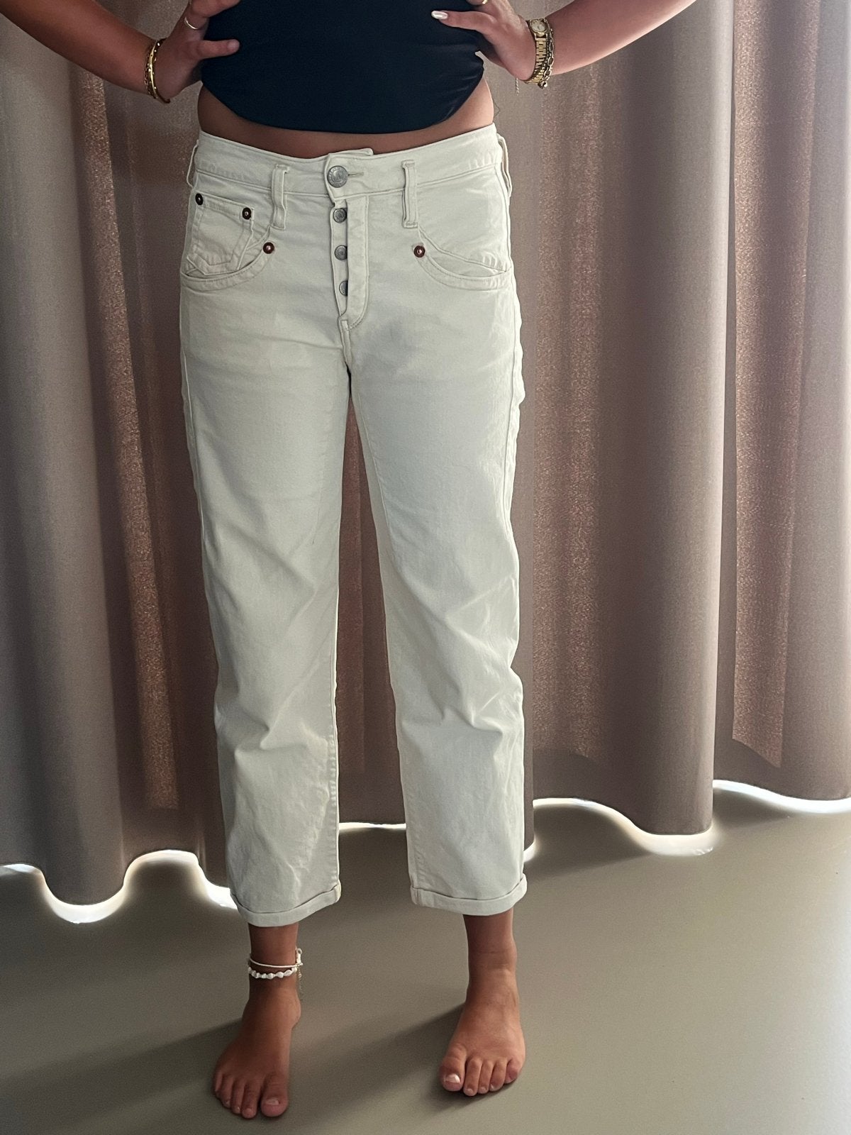 Herrlicher Jeans - Crèmekleurige Boyfriend Jeans, Ophalen of Verzenden, Zo goed als nieuw, Overige kleuren, W28 - W29 (confectie 36)