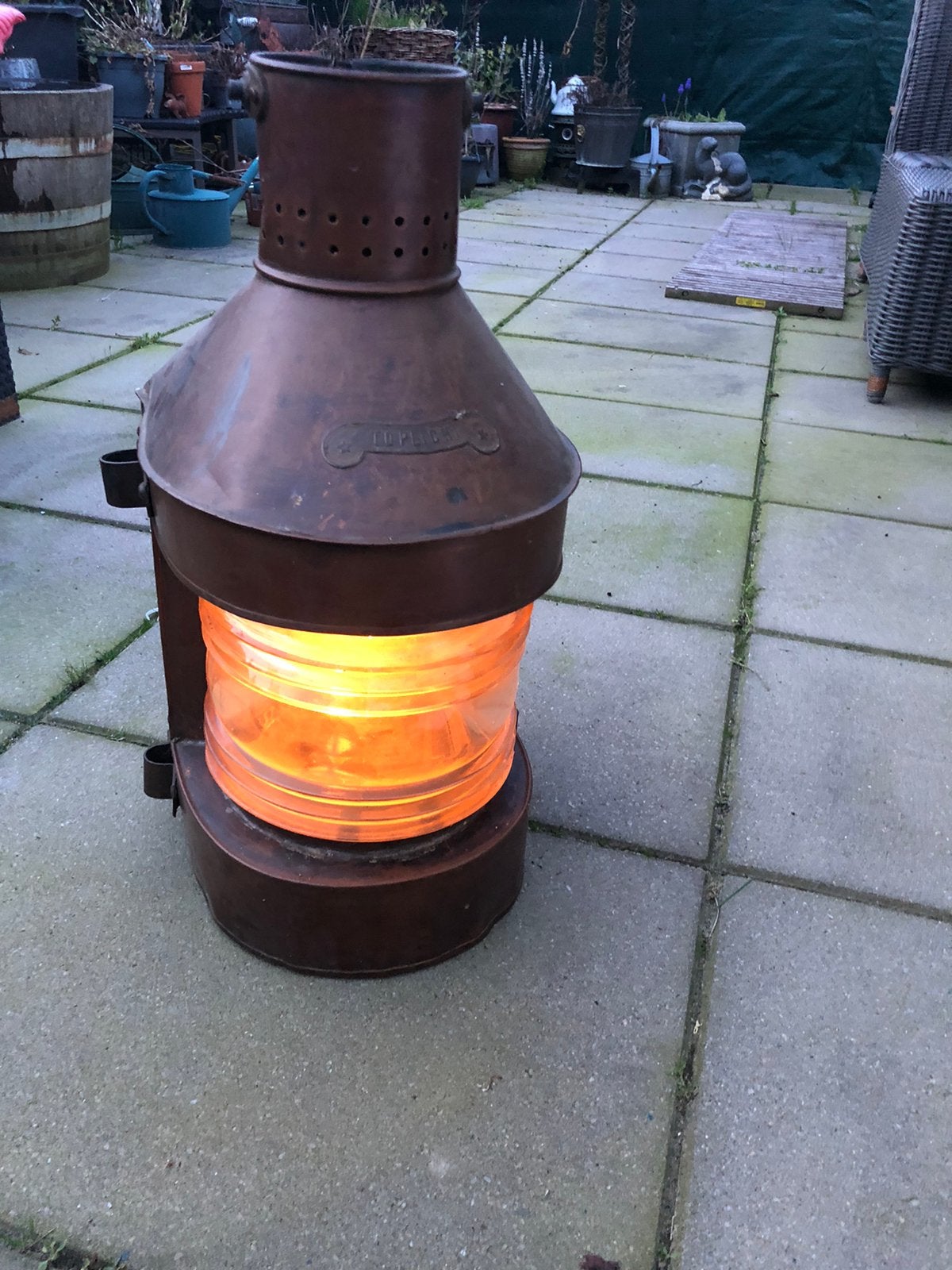 Originele Antieke roodkoperer scheepslamp uit 1951, Ophalen of Verzenden