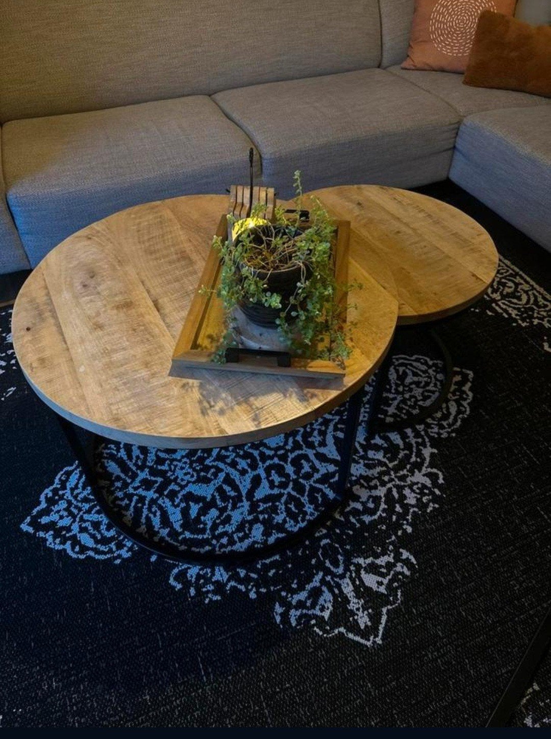2 delige salontafel set van mangohout, Ophalen, 50 tot 100 cm, Rond, 50 tot 100 cm