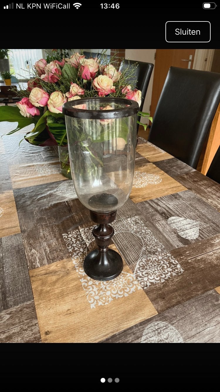 Grote glazen windlicht/vaas, Ophalen of Verzenden, Gebruikt