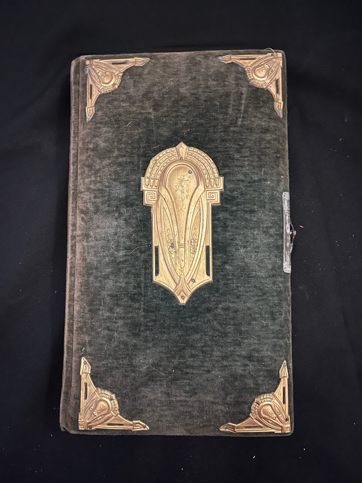 Antiek fotoboek met stoffen omslag en metalen beslag, Ophalen, Gebruikt, Plakboek, Overige merken