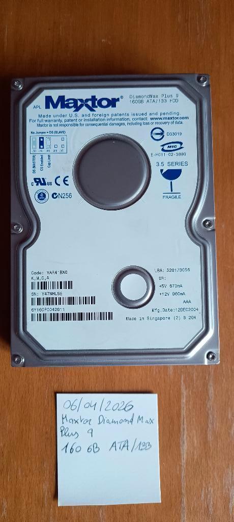 Maxtor DiamondMax HD 160GB ATA133, Maxtor, Intern, Gebruikt, PATA