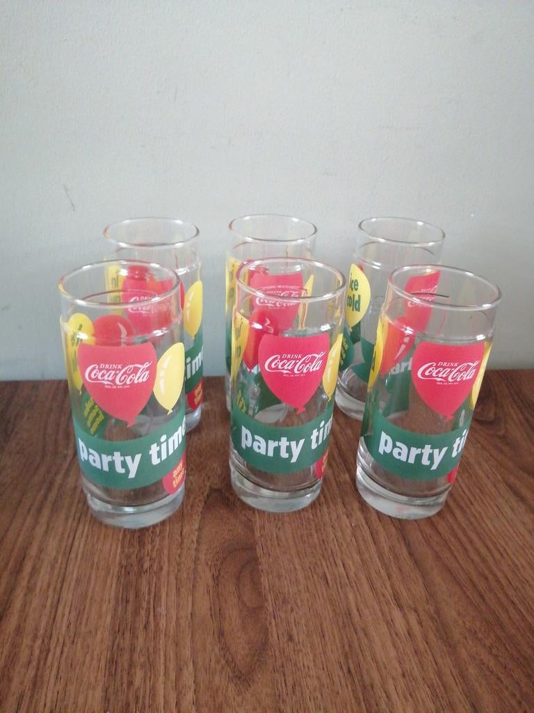 6 coca cola glazen, Ophalen, Glas of Glazen, Gebruikt, Glas