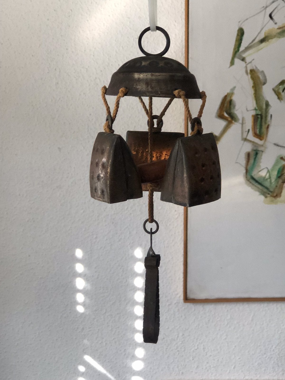 vintage koperen windgong met bellen, Antiek en Kunst, Ophalen