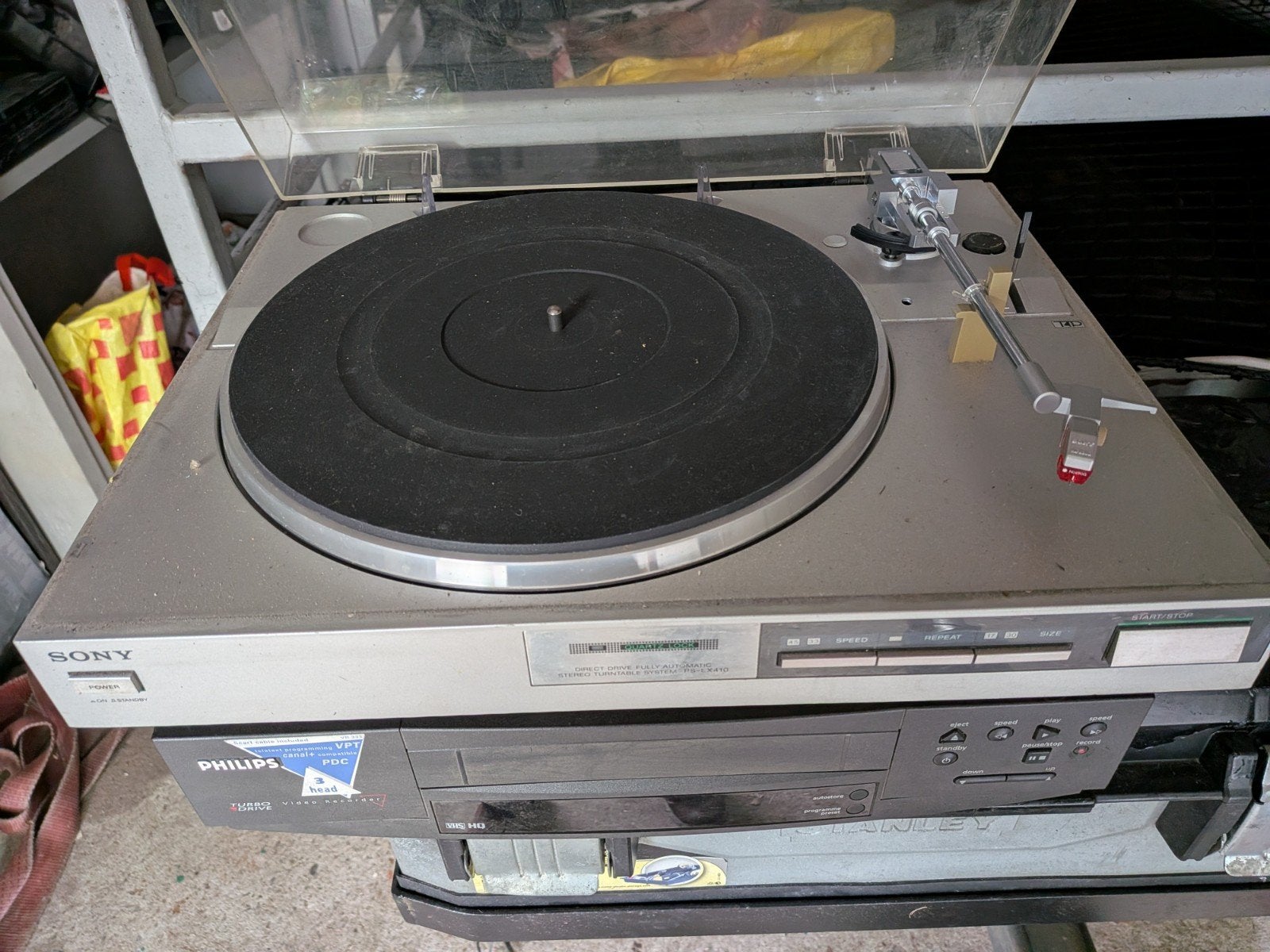 sony platenspeler/draaitafel ps-lx410+ cd speler+ vhs video, Ophalen of Verzenden, Sony