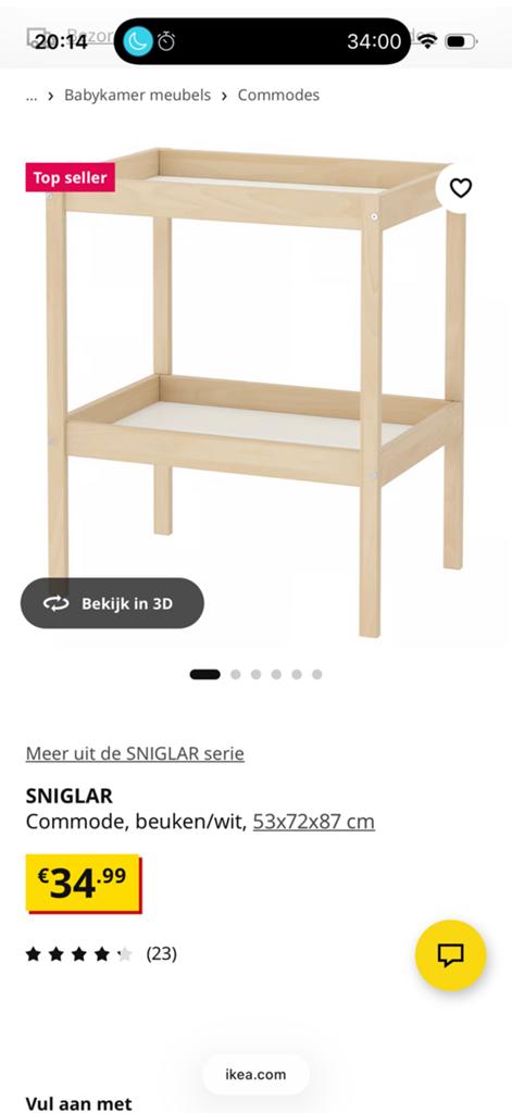 Sniglar commode beuken/wit 53x72x87cm, Minder dan 75 cm, 50 tot 70 cm, Nieuw, Ophalen