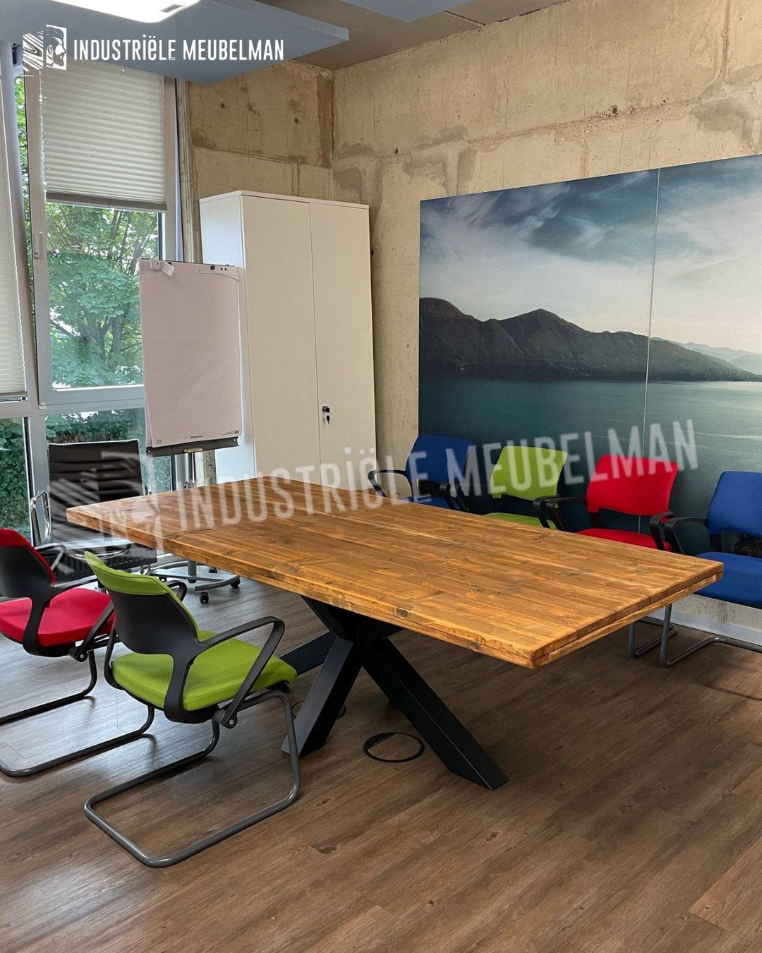 Robuuste Eettafel Eetkamertafel Vergadertafel Bureau Tafel, Verzenden, Nieuw, Eikenhout, Industrieel Robuust Hout Landelijk