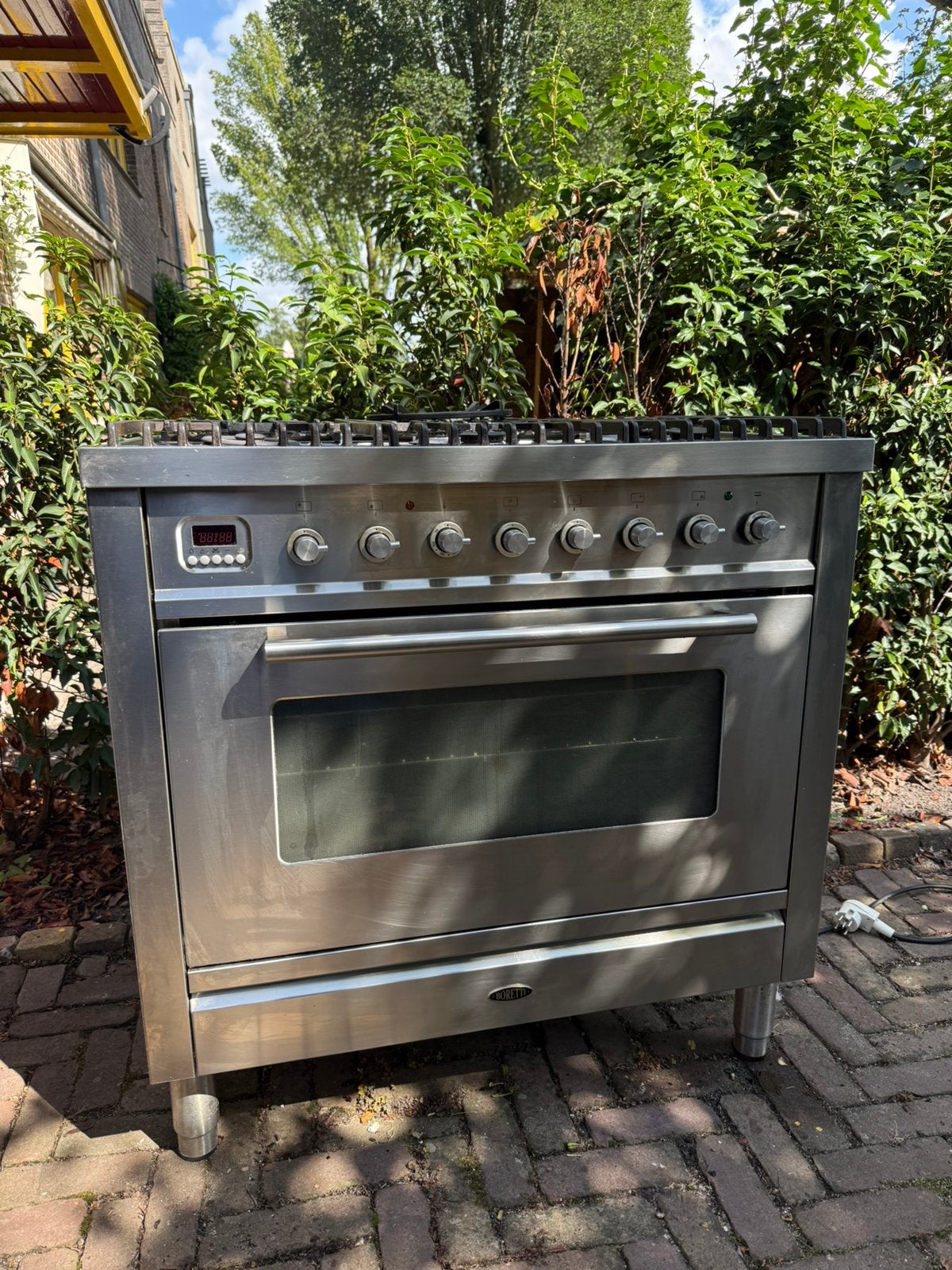 Boretti 90 cm RVS gasfornuis met elektrische oven, Ophalen, 60 cm of meer, Zo goed als nieuw, Gas