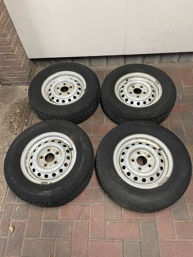 Complete wielen 13 inch voor aanhanger gebruikt, Ophalen, Gebruikt
