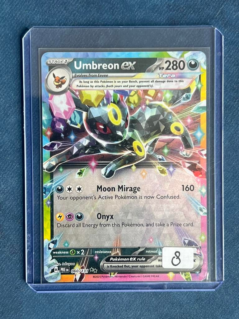 Umbreon Ex 060 Prismatic Evolutions, Hobby en Vrije tijd, Verzamelkaartspellen | Pokémon, Zo goed als nieuw, Ophalen of Verzenden