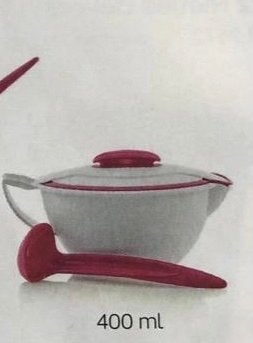 Tupperware Sauskom met lepel - 400 ml, Wit, Ophalen of Verzenden, Zo goed als nieuw, Met deksel