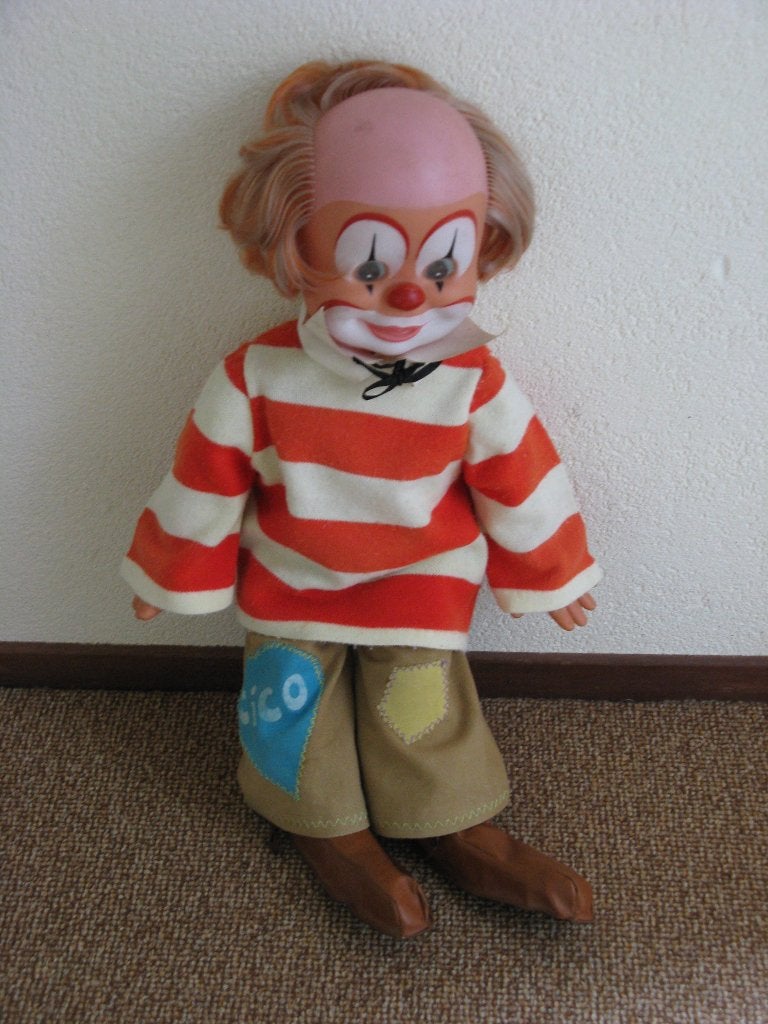 Clowns pop met stoeltje, Verzamelen, Poppen, Ophalen of Verzenden, Gebruikt, Pop
