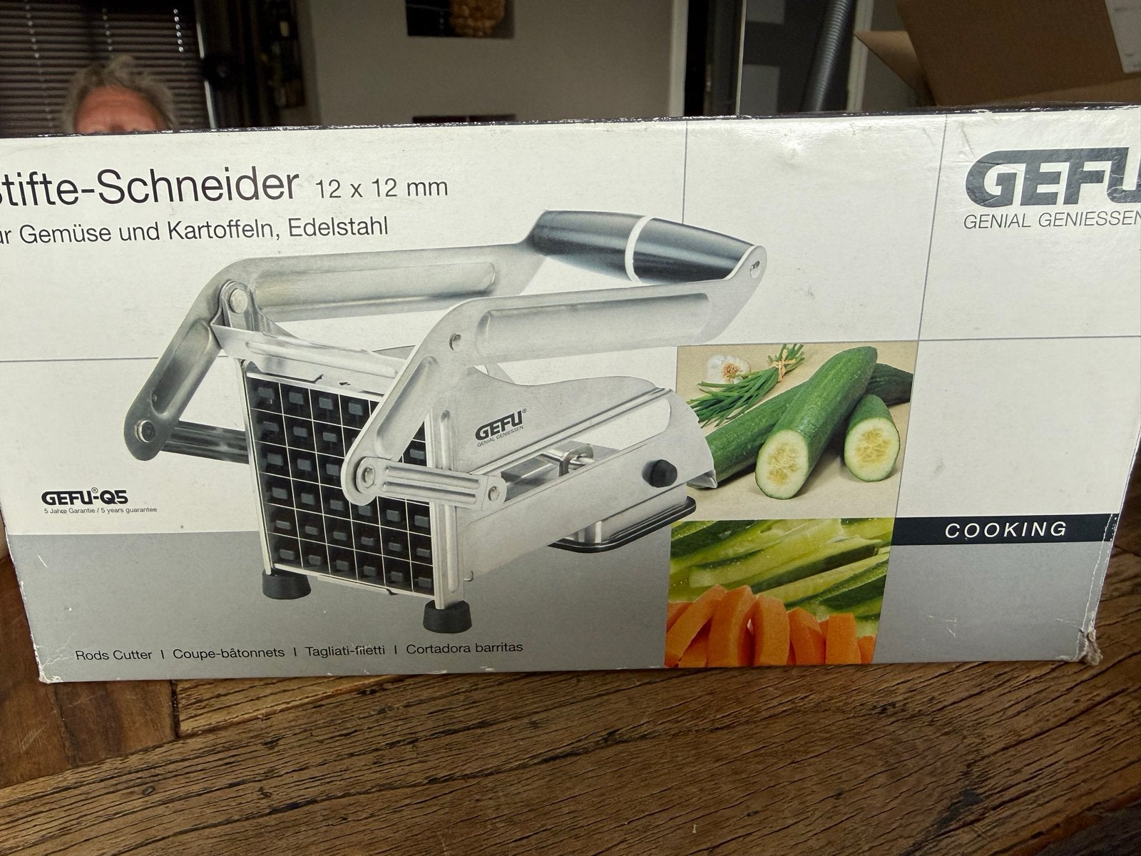 Gefu Stifte-Schneider 12x12mm - Friet- en Groentesnijder, Huis en Inrichting, Overige typen, Verzenden, Zilver, Zo goed als nieuw