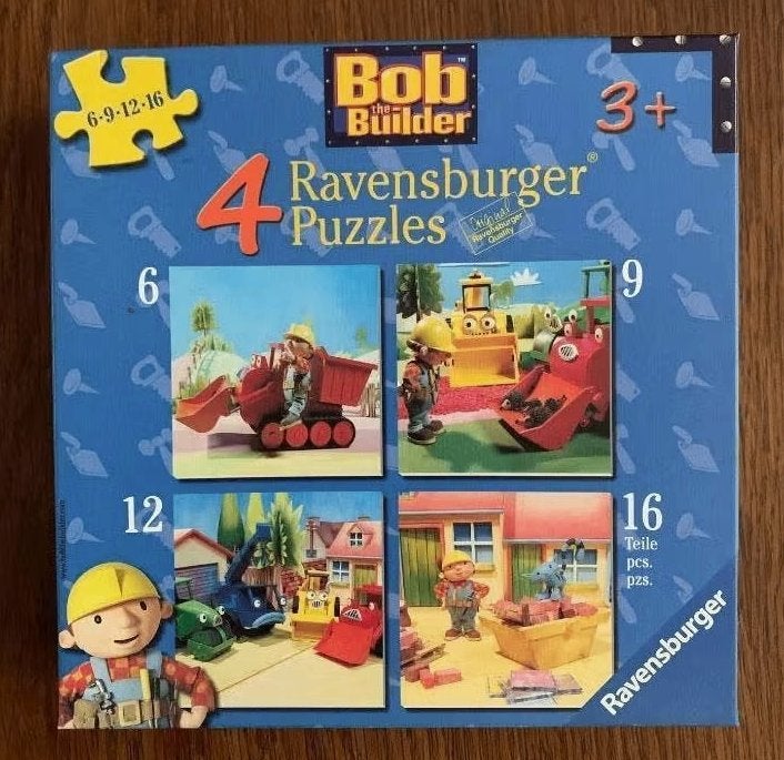 4x Bob de Bouwer puzzel; 6-9-12-16 stukjes; 3+; Ravensburger, Ophalen of Verzenden, 10 tot 50 stukjes, Zo goed als nieuw, 2 tot 4 jaar