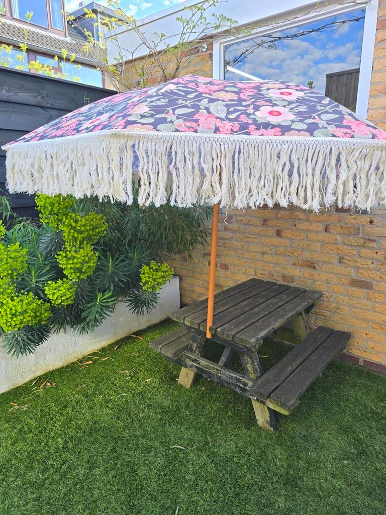 Stevige houten kinder picknicktafel, Tuin en Terras, Picknicktafels, Gebruikt, Rechthoekig, Hout, Ophalen
