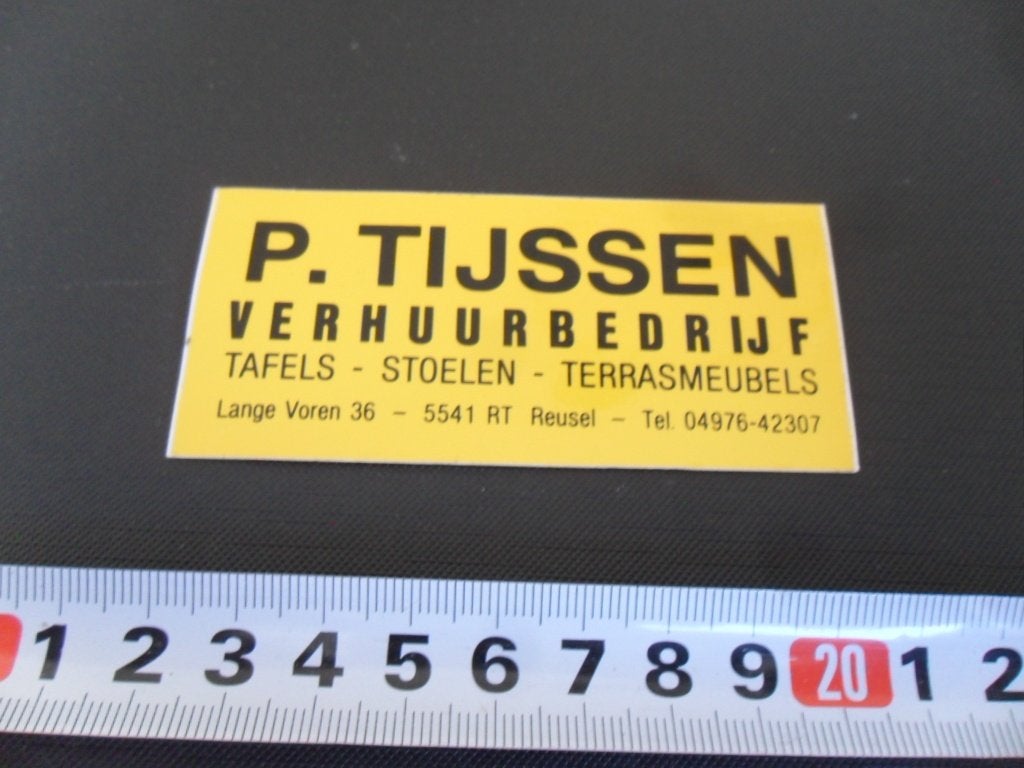 sticker Reusel P. TIJSSEN Verhuurbedrijf Lange Voren 36, Ophalen, Zo goed als nieuw