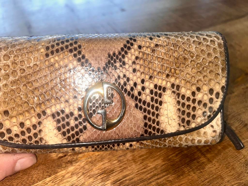 Gucci portemonnee van slangenleer AUTHENTIEK, Overige merken, Gebruikt, Beige, Ophalen of Verzenden