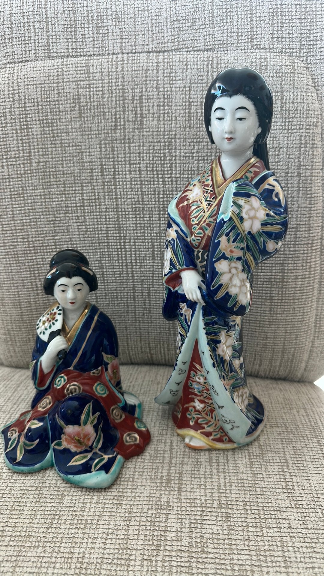 Antieke Japanse Geisha Beeldjes – Handgeschilderd ca. 1900, Verzamelen, Beelden en Beeldjes, Verzenden, Zo goed als nieuw, Mens