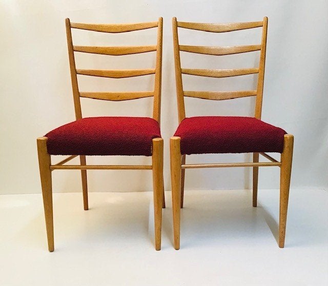 Set van vier vintage mid - century eetkamer stoelen Pastoe, Huis en Inrichting, Stoelen, Ophalen, Bruin, Vintage, Zo goed als nieuw