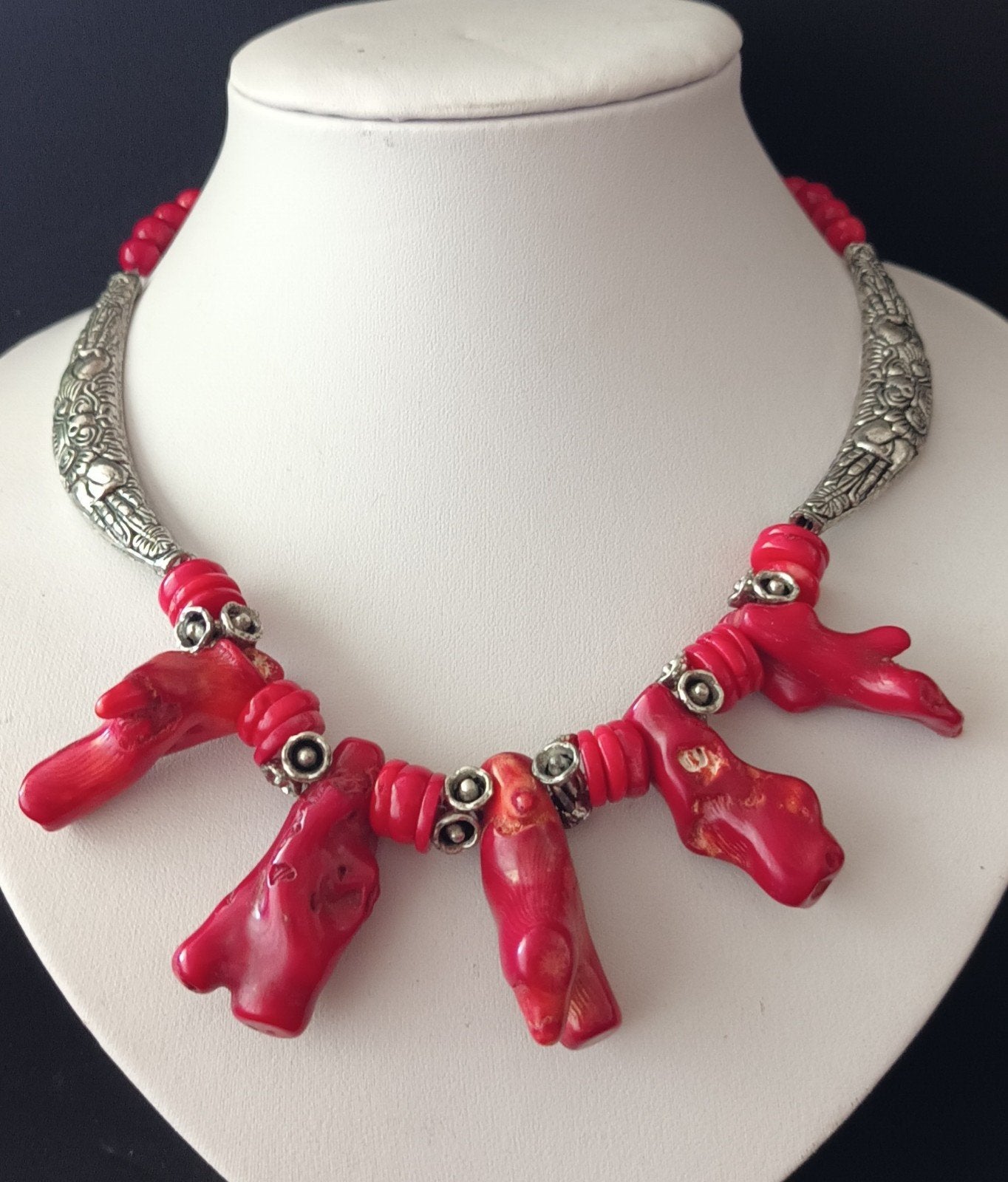Ketting met koraal en tin, Ophalen of Verzenden