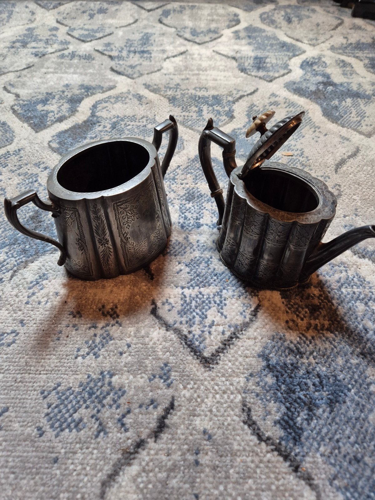 Tinnen melk en suiker kannetje, Ophalen of Verzenden