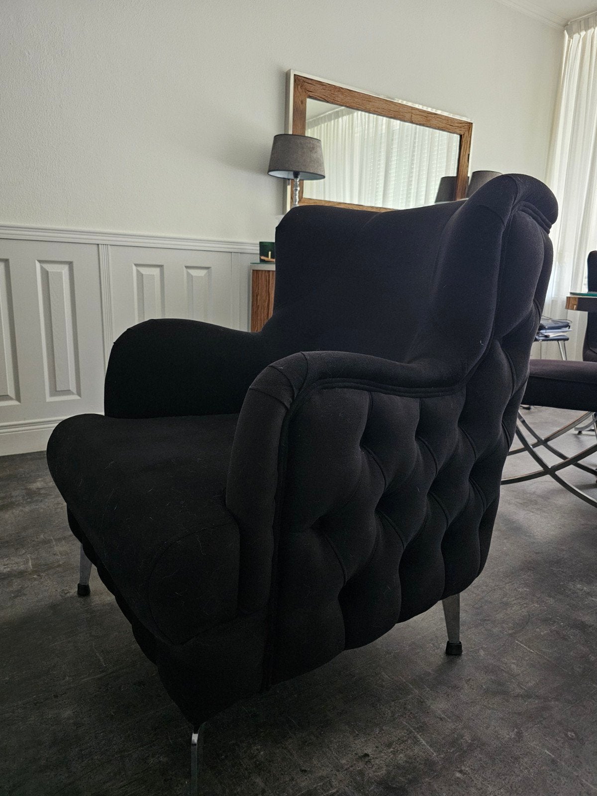 Zwarte luxe fauteuil - Zo goed als nieuw, Ophalen, Chesterfield, Klassiek, Modern, 75 tot 100 cm, Zo goed als nieuw