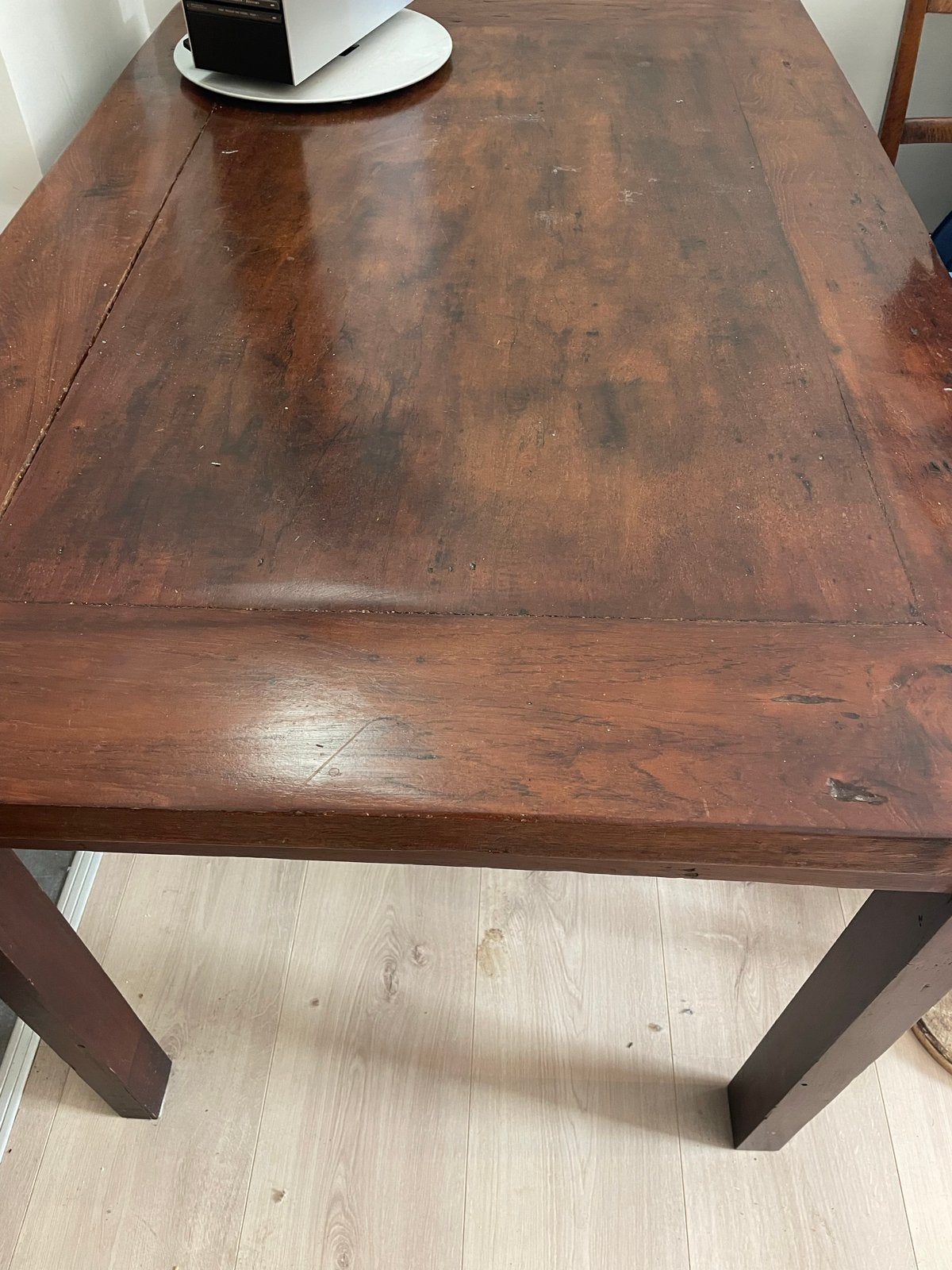 Massief Teak Koloniale Eettafel - 135x90 cm, Ophalen, Gebruikt, 100 tot 150 cm, Teakhout