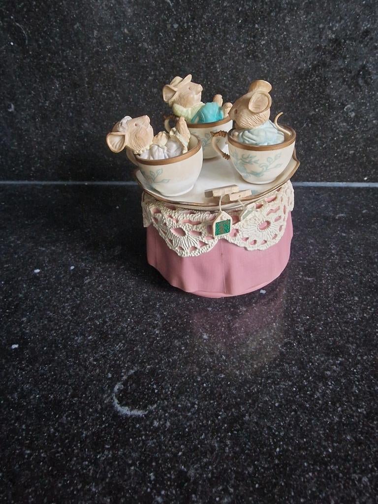 Vintage 1993 Enesco "Tea For Two" Muziekdoos Muisjes, Ophalen of Verzenden