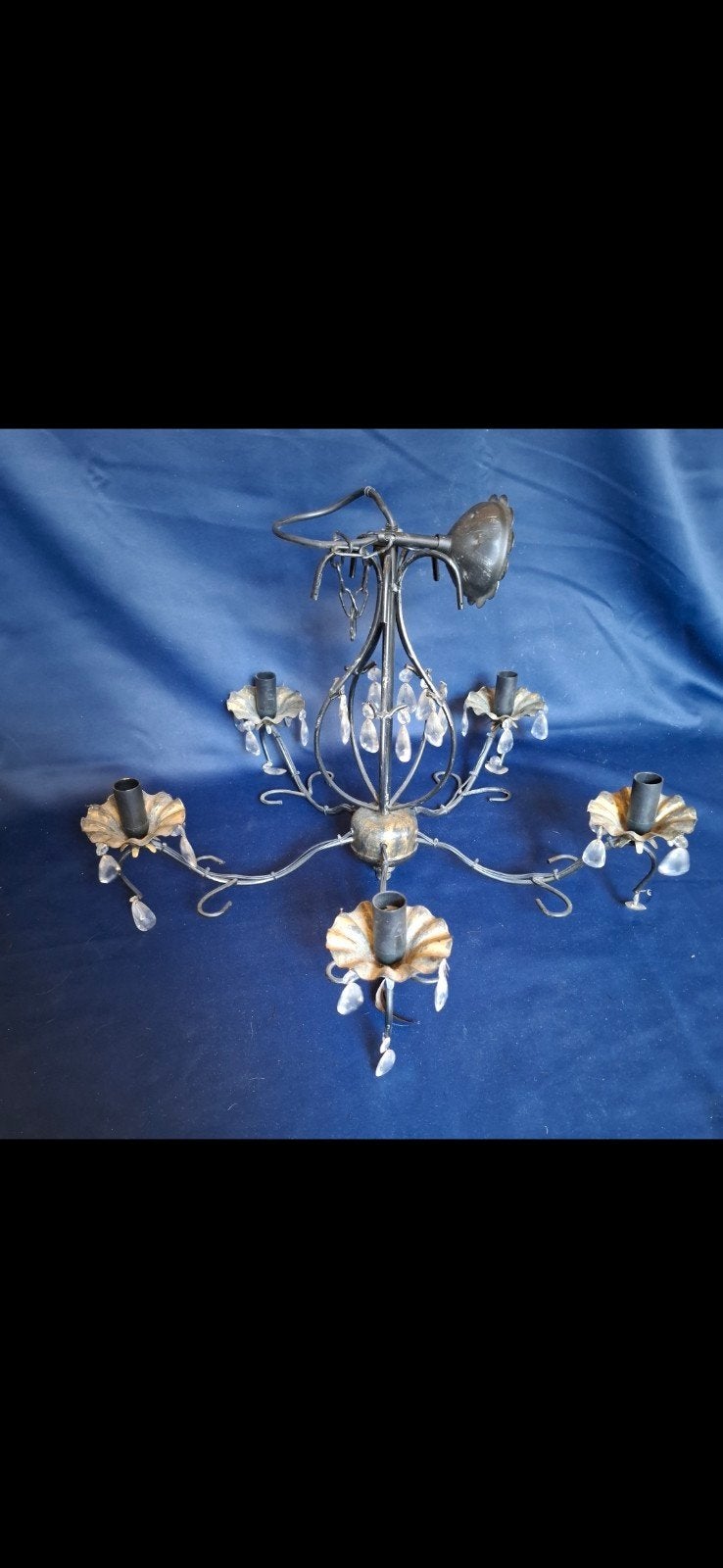 Zwarte Gypsy / Bohemian Kroonluchter (5-lichts) - Ø 53 cm, Ophalen, Boho - Gypsy