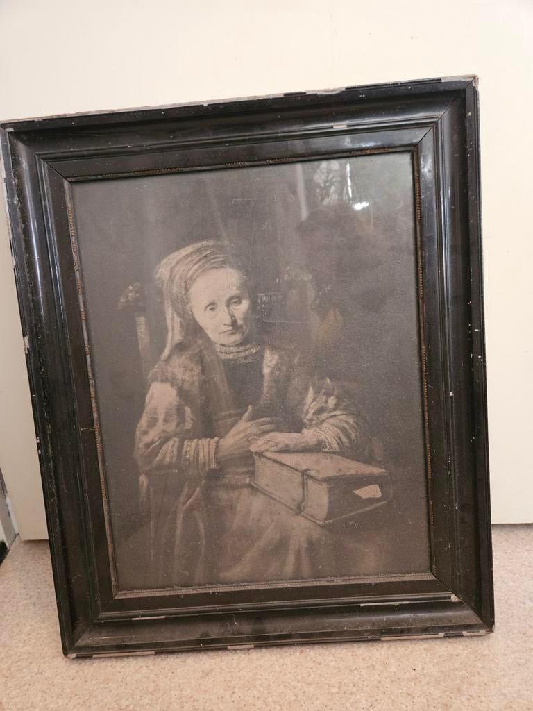 Oude Vrouw Mediterend op haar Lectuur - Rembrandt van Rijn, Antiek en Kunst, Kunst | Schilderijen | Klassiek, Ophalen of Verzenden