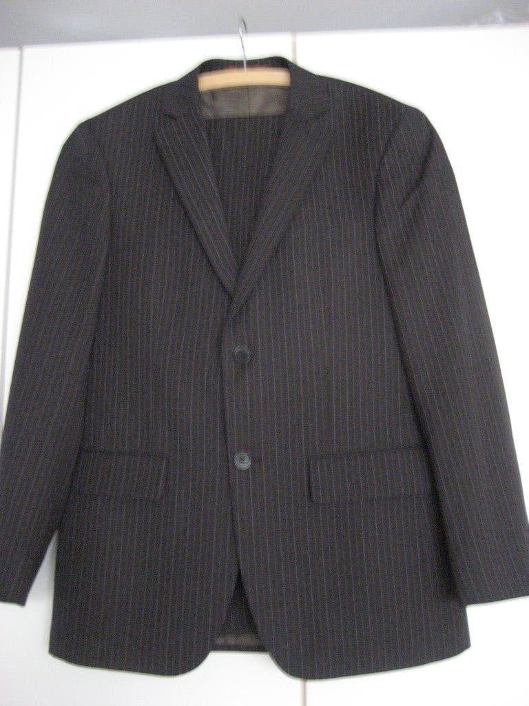 Angelo Litrico kostuum zwart met grijs-bruin streepje mt 46, Kleding | Heren, Angelo Litrico, Zwart, Ophalen of Verzenden, Zo goed als nieuw