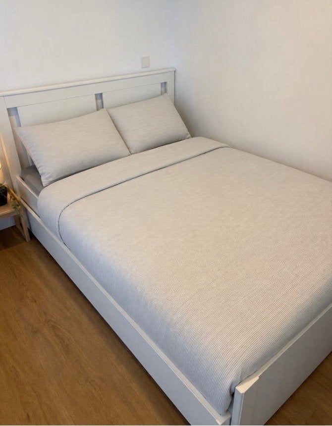IKEA Songesand tweepersoonsbed 140x200 met 2 lades + matras, Ophalen, Wit, Tweepersoons, 140 cm