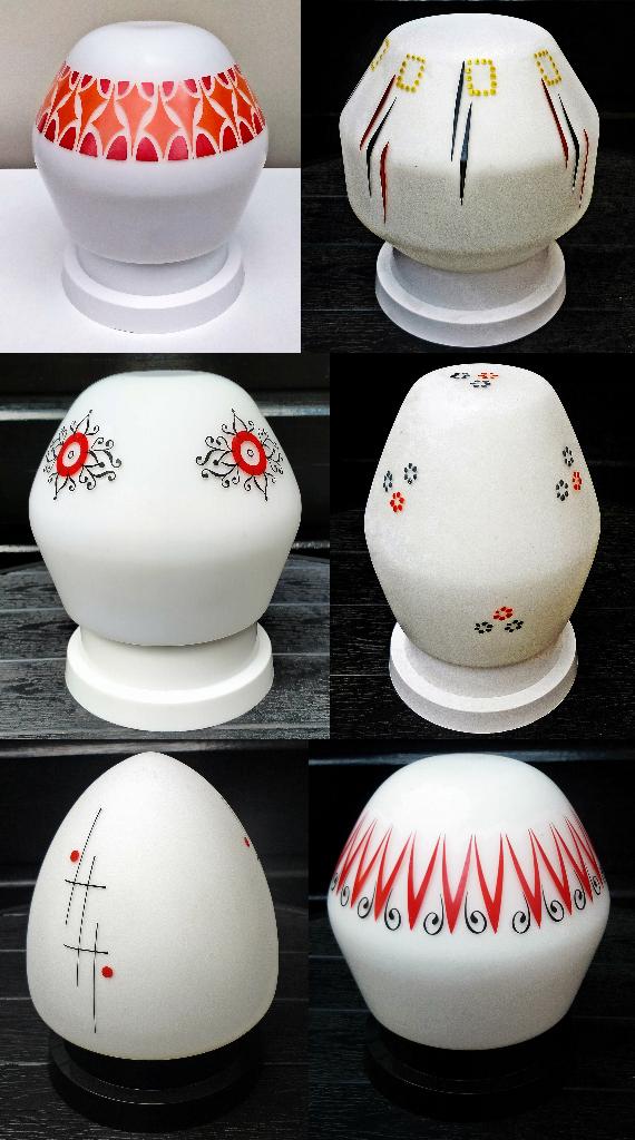 8x Antiek / Retro Glazen Thabur Lamp Bollamp - Zie Omschr, Ophalen of Verzenden