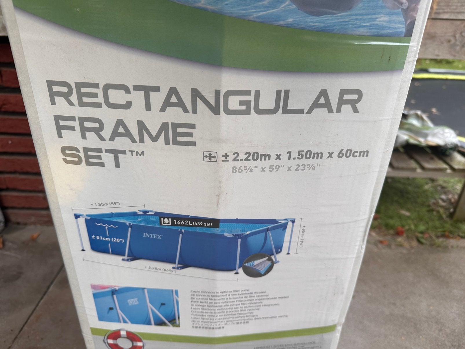 Compleet Intex zwembad 220 x 150 incl. pomp, trap, afdekzeil, Tuin en Terras, Ophalen, Minder dan 80 cm, Opzetzwembad, Rechthoekig