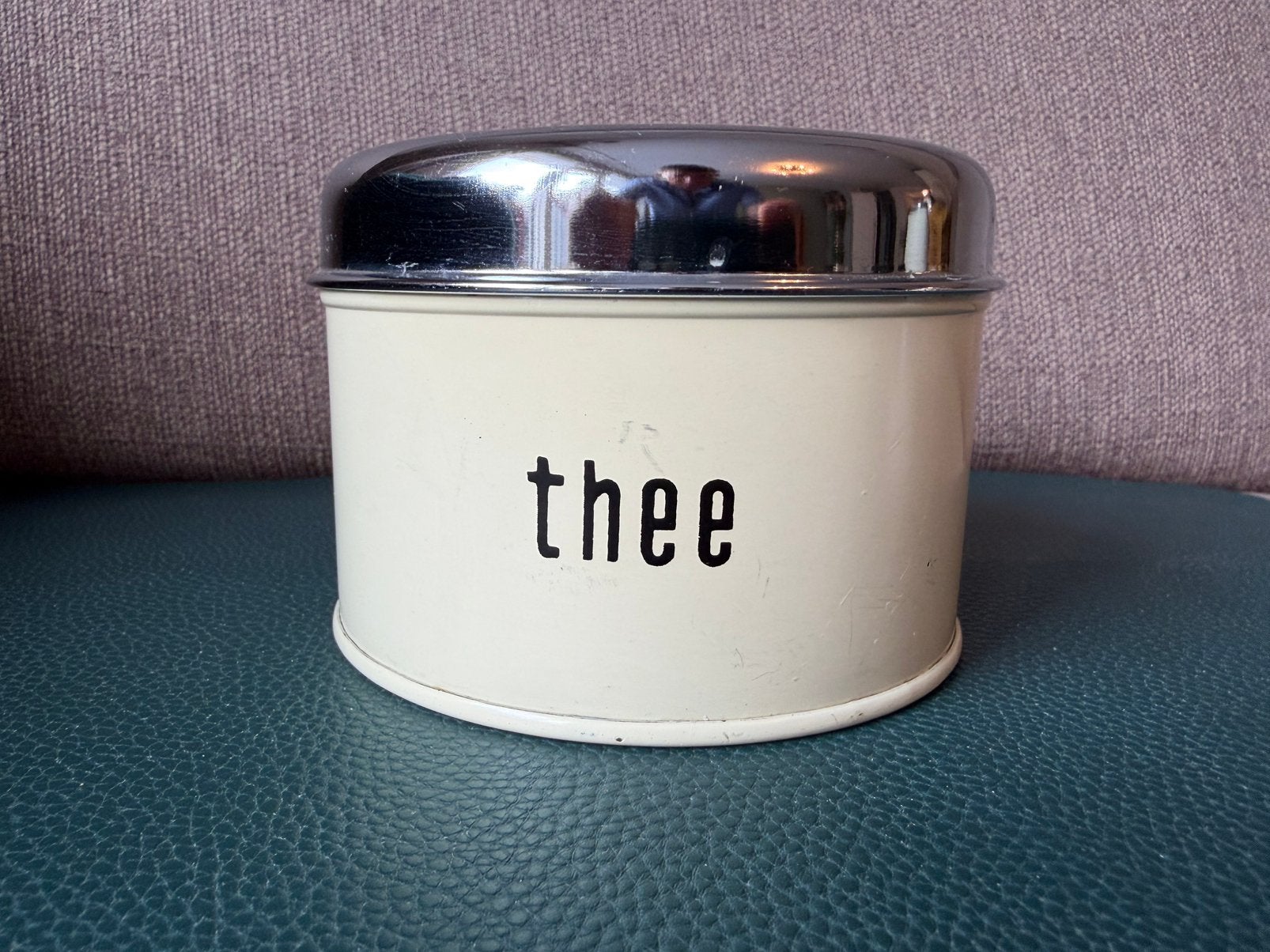Vintage Brabantia beige thee blik, Ophalen of Verzenden