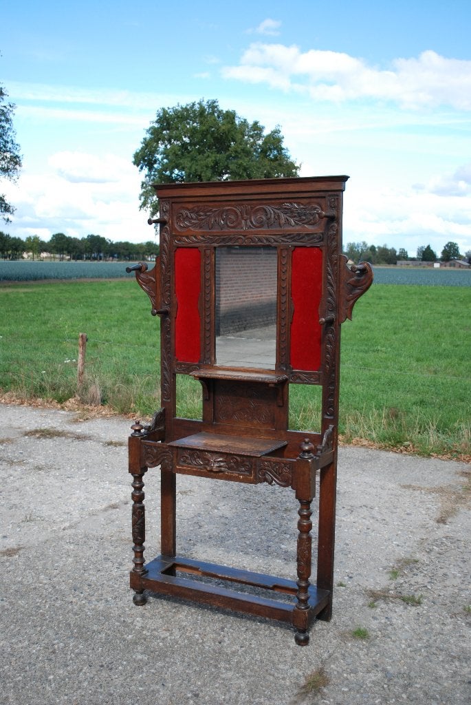 Antieke kapstok, Engels Eiken ca 1880, Huis en Inrichting, Gebruikt, 200 cm of meer, Nb, Nb