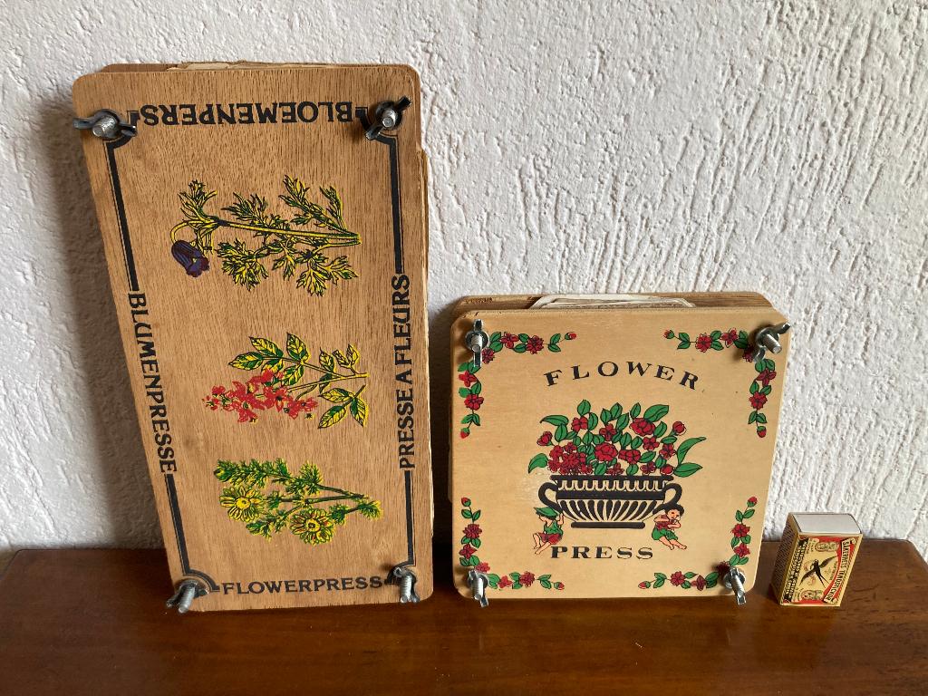 2 vintage houten bloemenpersen bloemen plantjes drogen, Ophalen of Verzenden, Zo goed als nieuw