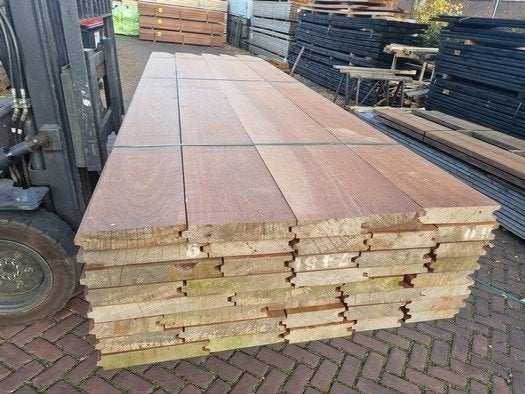 28.35 m2 Azobé hardhouten damwand 5 cm dik -nr: HP70, Ophalen, 250 cm of meer, Planken, Hardhout