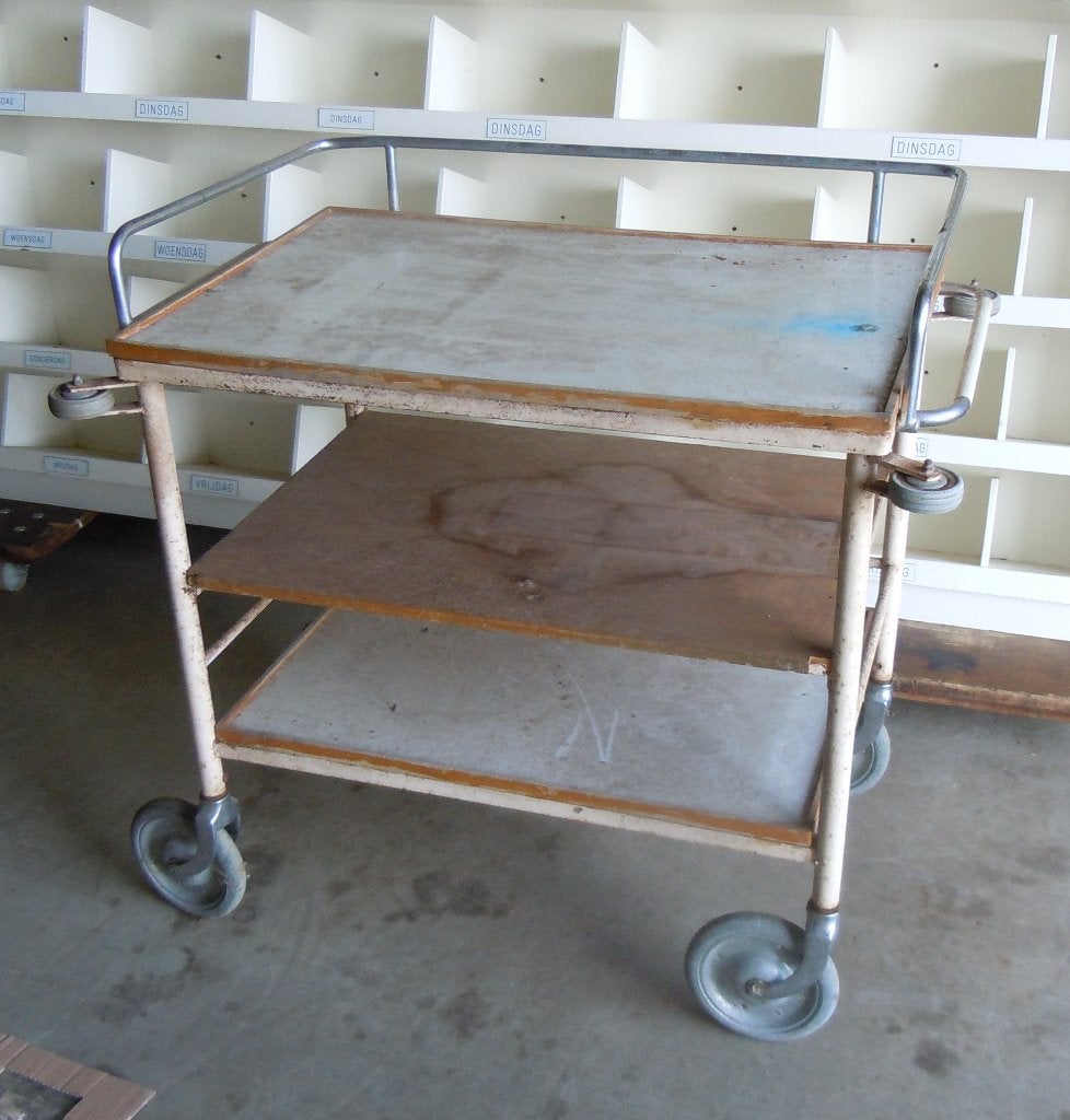 keukentrolly (vintage medicijnkar), Ophalen, Gebruikt, Keukentrolley, Metaal