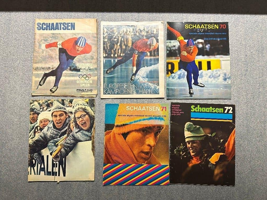 6x Schaatsbijlage Nieuwe Revu (eind ''60 begin '70), Ophalen of Verzenden, Gelezen, Sport en Vrije tijd