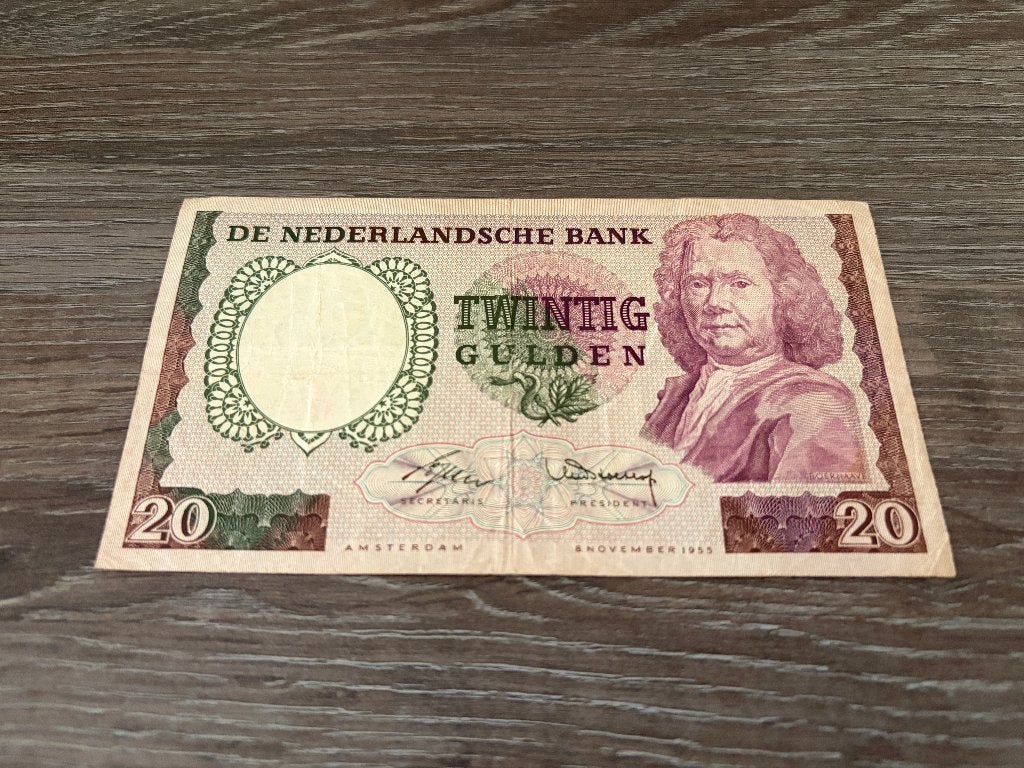 Zeldzaam biljet 20 gulden Boerhaave, 1955, Ophalen of Verzenden, 25 gulden