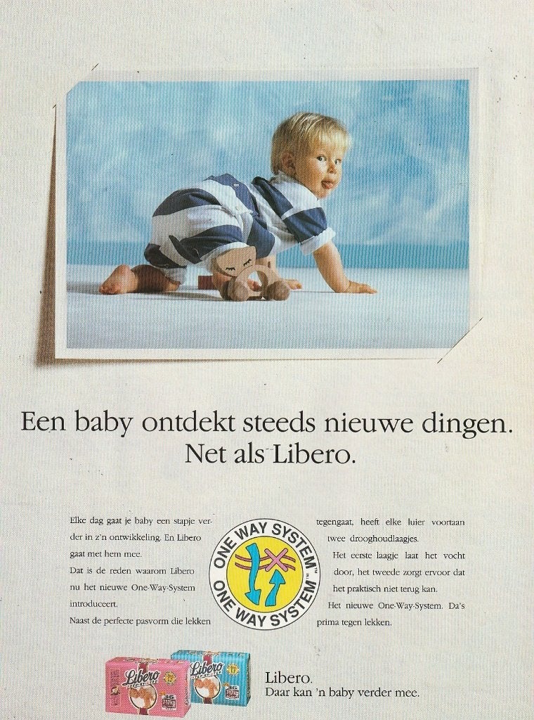 retro reclame 1993 Libero baby luiers nieuwe dingen, Verzenden, Overige typen