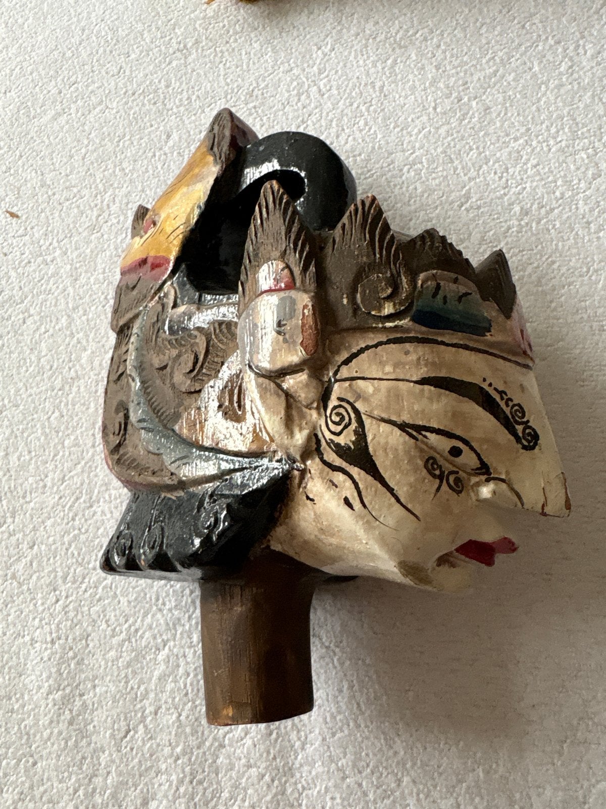 Antiek Indonesisch Wayang Golek Houten Hoofd, Hout, Handgemaakt, Ophalen of Verzenden, Indonesië