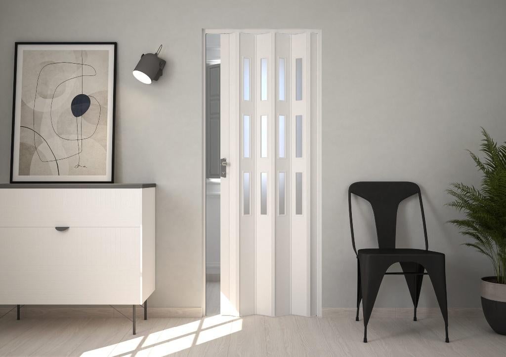 SALE Fortesrl Luciana vouwdeur met glasBxH 88.5x214 cm, 200 cm of meer, Wit, Nieuw, 50 tot 100 cm